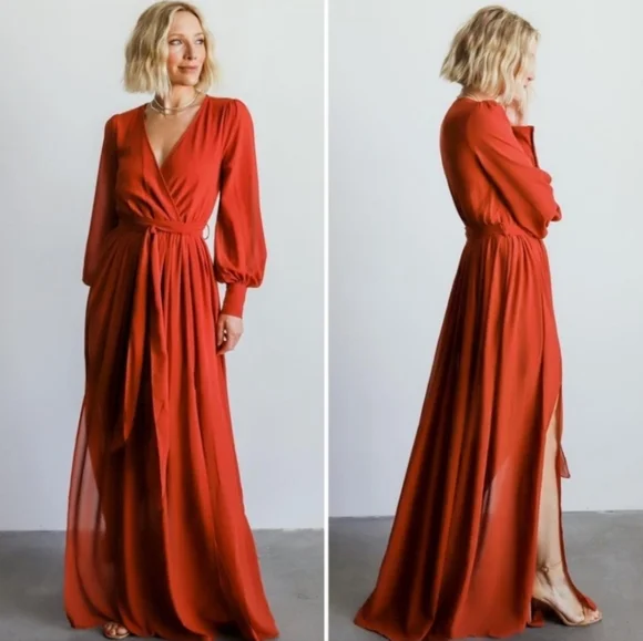 chinese dress ladies Baltic Born Womens Katelyn Velvet Maxi Wrap Dress | Cinnamon